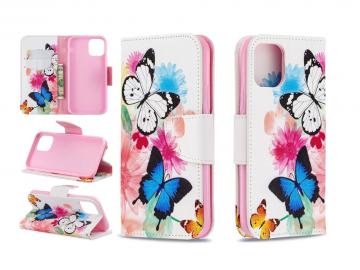 Apple iphone 11 11pro hoesje bookcase hoesje bloemen vlinders 0