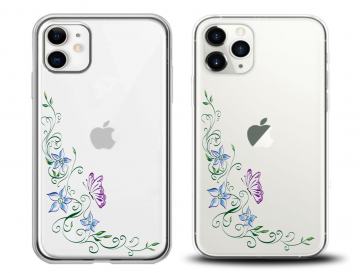 Apple iphone 11 11pro 11promax siliconen hoesje transparant bloemen vlinder