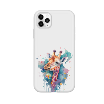 Apple iphone 11 11pro 11promax siliconen hoesje wit giraffe