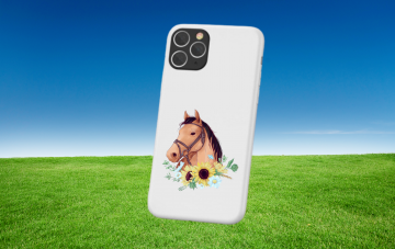 Apple iphone 11 11pro 11promax siliconen hoesje wit paard met bloemen