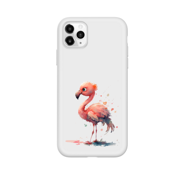 Apple iphone 11 11pro 11promax siliconen hoesje wit stoere flamingo