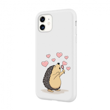 Apple iphone 11 11pro 11promax wit siliconen hoesje egel hartjes blazen