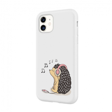 Apple iphone 11 11pro 11promax wit siliconen hoesje egel muziek