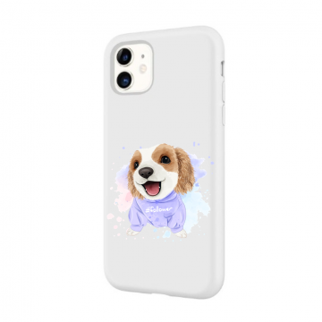 Apple iphone 11 11pro 11promax wit siliconen hoesje hondje follower