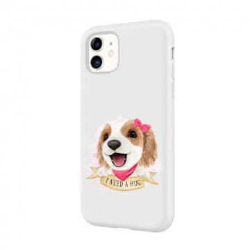 Apple iphone 11 11pro 11promax wit siliconen hoesje hondje i need a hug