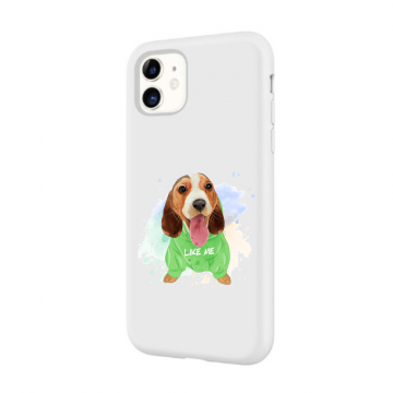 Apple iphone 11 11pro 11promax wit siliconen hoesje hondje like me