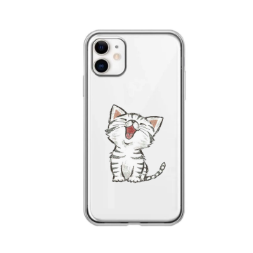 Apple iphone 11 11pro siliconen hoesje transparant schattig katje