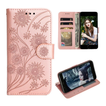 Apple iphone 11 bloemen roze goud bookcase hoesje