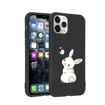Apple iphone 11 hoesje zwart konijntje 11pro hoesje konijntje zwart siliconen hoesje met konijntje 11promax
