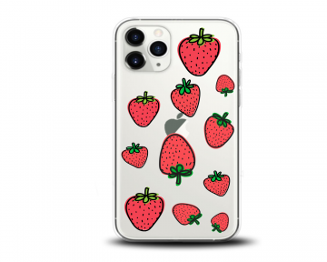 Apple iphone 11 pro 11 pro max siliconen hoesje transparant aardbeien