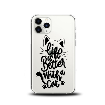 Apple iphone 11 pro 11 pro max siliconen hoesje transparant life is better with a cat