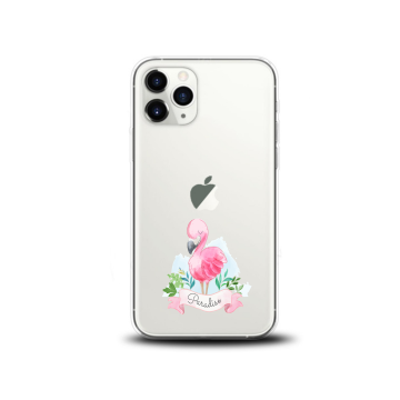 Apple iphone 11 pro 11 pro max transparant siliconen telefoonhoesje flamingo paradise