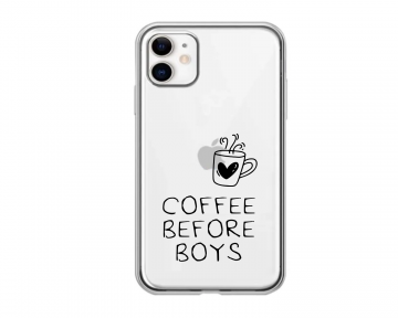 Apple iphone 11 siliconen hoesje transparant coffee before boys