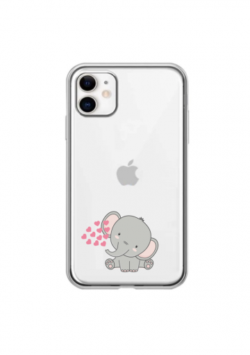 Apple iphone 11 siliconen hoesje transparant olifantje hartjes