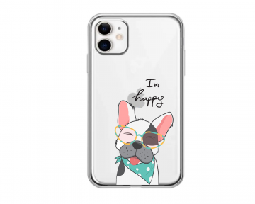 Apple iphone 11 siliconen hoesje transparant olifantje hondje im happy