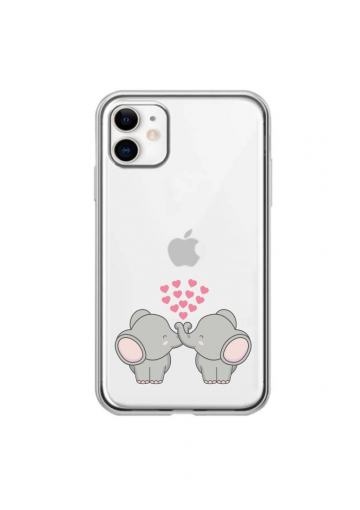 Apple iphone 11 siliconen hoesje transparant olifantjes hartjes