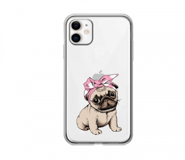 Apple iphone 11 siliconen hoesje transparant schattig hondje