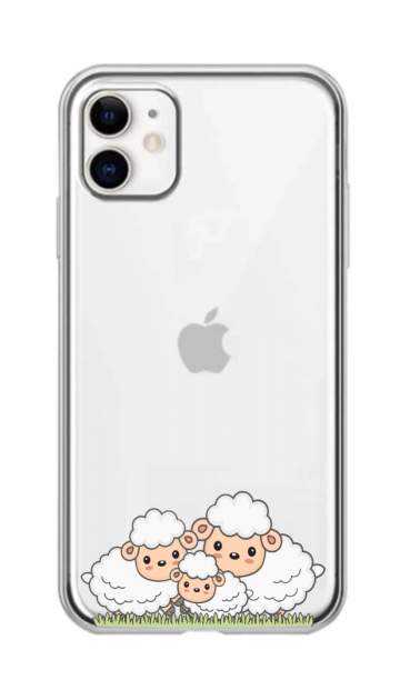 Apple iphone 11 siliconen hoesje transparant schattige schaapjes