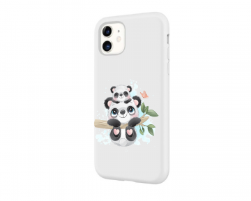Apple iphone 11 siliconen hoesje wit schattige pandas