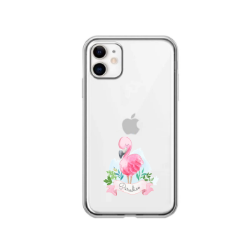 Apple iphone 11 transparant siliconen telefoonhoesje flamingo paradise