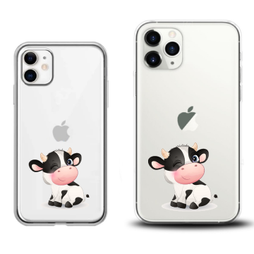 Apple iphone 11mini 11pro 11promax siliconen hoesje transparant koetje knipoog