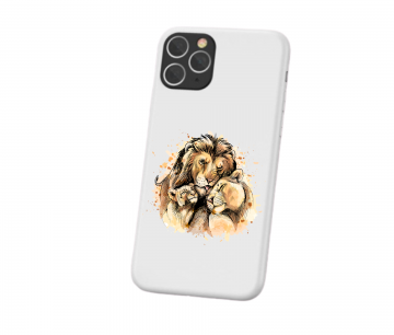 Apple iphone 11pro 11promax wit siliconen hoesje leeuwen familie