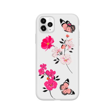 Apple iphone 11promax  wit siliconen hoesje bloemen vlinders