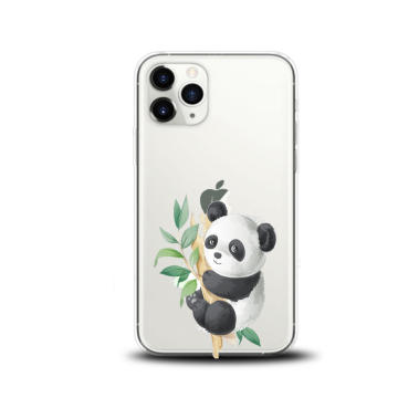 Apple iphone 11promax siliconen hoesje transparant panda
