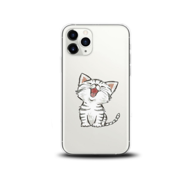 Apple iphone 11promax siliconen hoesje transparant schattig katje