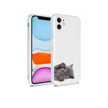 Apple iphone 12 12pro wit siliconen cover hoesje poesje