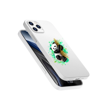 Apple iphone 12 pro 12promax siliconen hoesje wit panda