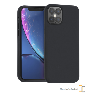 Apple iphone 12 pro max zwart siliconen cover hoesje voorkant