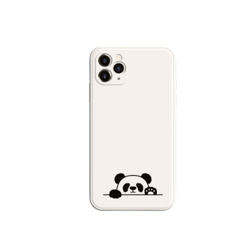 Apple iphone 12 serie cream wit siliconen hoesje leuk pandabeertje