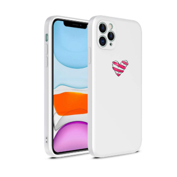 Apple iphone 12 wit siliconen hoesje hartje