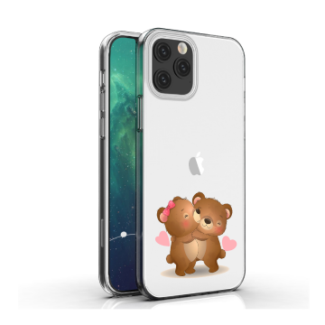 Apple iphone 12mini 12 12pro 12promax siliconen hoesje transparant beertjes