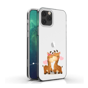 Apple iphone 12mini 12 12pro 12promax siliconen hoesje transparant giraffen