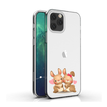 Apple iphone 12mini 12 12pro 12promax siliconen hoesje transparant konijntjes