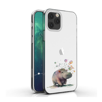 Apple iphone 12mini 12 12pro 12promax siliconen hoesje transparant nijlpaard