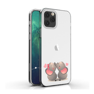 Apple iphone 12mini 12 12pro 12promax siliconen hoesje transparant olifantjes