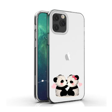 Apple iphone 12mini 12 12pro 12promax siliconen hoesje transparant pandabeertjes