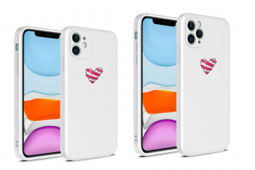 Apple iphone 12mini 12 12pro 12promax witte siliconen hoesjes met hartje