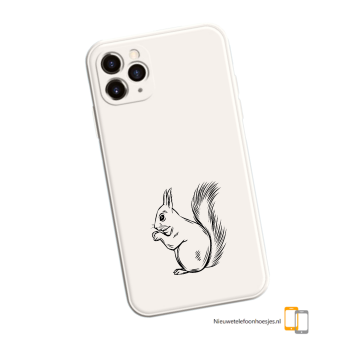 Apple iphone 12mini / 12pro 12promax cream wit hoesje eekhoorn