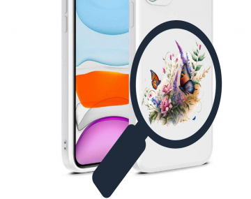 Apple iphone 12pro 12promax wit siliconen hoesje bloemen vlinders vergrootglas