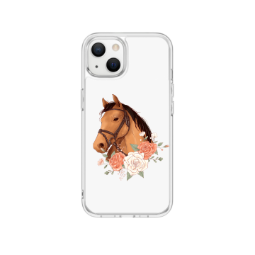 Apple iphone 13 mini iphone 13 transparant siliconen cover paard bloemen