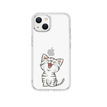 Apple iphone 13 / 13 mini siliconen cover case hoesje transparant schattig katje