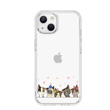 Apple iphone 13mini 13 transparant hoesje 5 poesjes