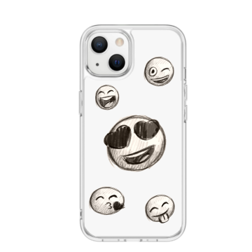 Apple iphone 13mini 13 transparant hoesje emoticons