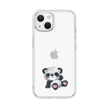 Apple iphone 13mini 13 transparant hoesje panda knipoog