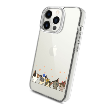 Apple iphone 13pro 13promax transparant hoesje 5 poesjes