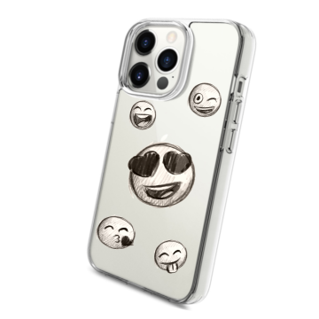 Apple iphone 13pro 13promax transparant hoesje emoticons